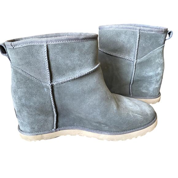 UGG Classic Femme Mini Wedge Slate Gray Cozy Suede Ankle Boot Women's 9.5 - Picture 2 of 13